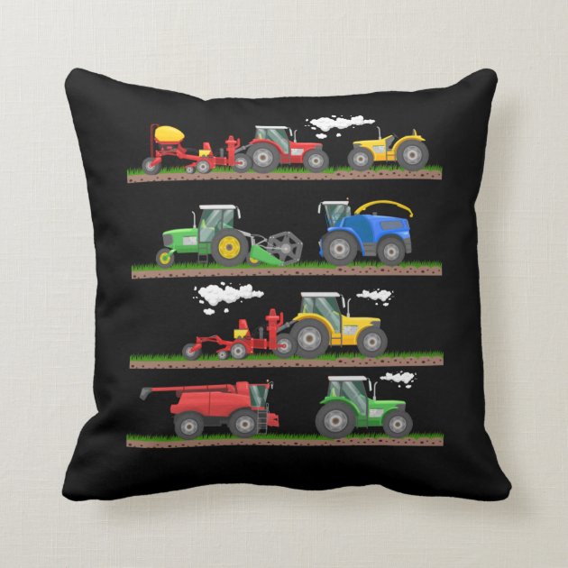 Cool agricultural machinery vehicles Designs Tractor Combine Harvester Farm Agricultural Machinery Throw Pillow Multicolor 18x18