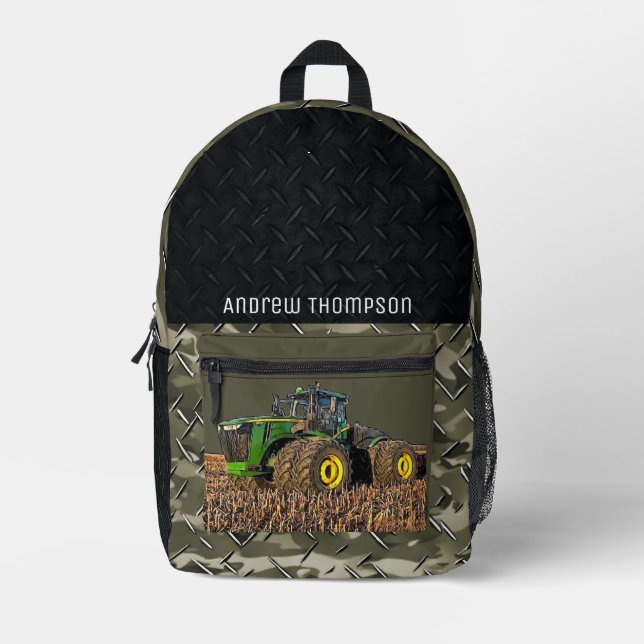 Tractor Farming Equipment Cool Agriculture  Printed Backpack (Front)