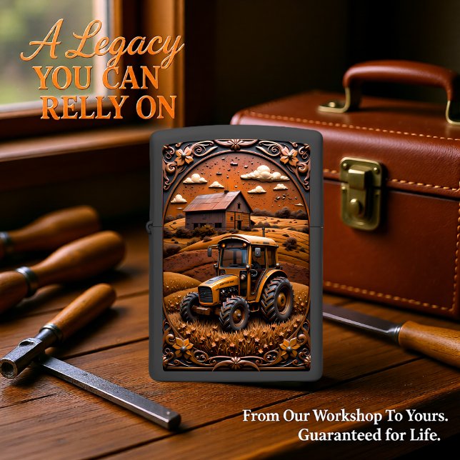 Tractor Field Farmhouse Ornate Frame Zippo Lighter (Creator Uploaded)