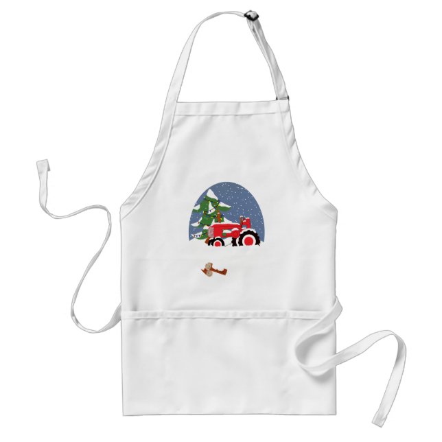 Tractor for Christmas Adult Apron (Front)