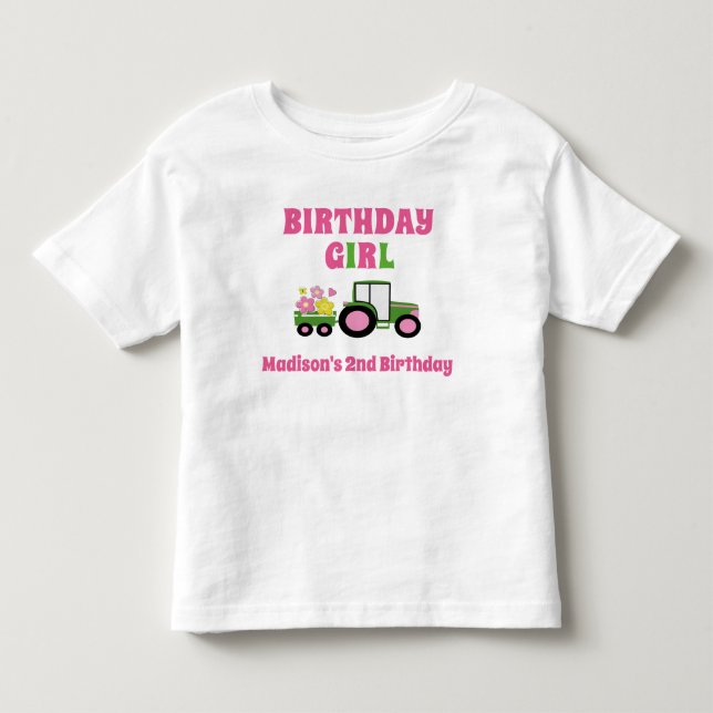 Tractor Girl Birthday T-shirt Toddler Kid Child (Front)