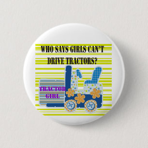 Tractor Girl Tshirts and Gifts Button