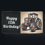 Tractor Happy Birthday Farming Equipment Age Banner<br><div class="desc">This is a great birthday banner for the farmer and lover of farm equipment. Whether the birthday boy or girl is turning eight or forty, the age can be personalized. The design features a tractor on a black diamond plate background. A rugged birthday banner. The Red Tractor Birthday Banner is...</div>