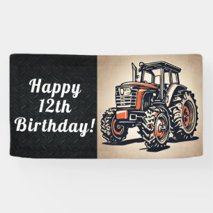 Tractor Happy Birthday Farming Equipment Age Banner