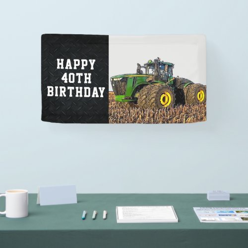 Tractor Happy Birthday Farming Equipment Age Banner