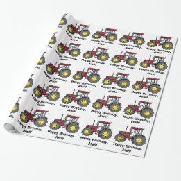 Tractor Happy Birthday Name Customizable Wrapping Paper