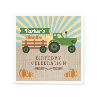 Tractor Hayride Pumpkin Birthday Napkins