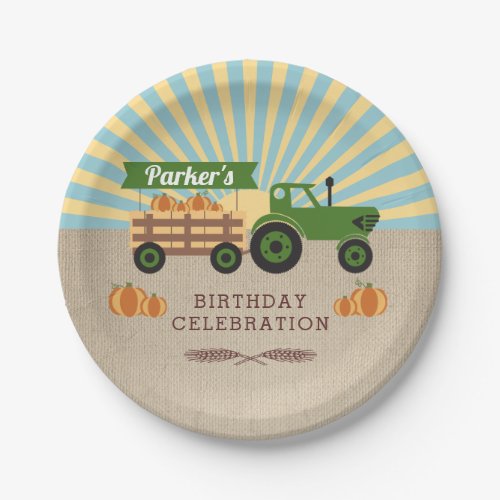 Tractor Hayride Pumpkin Birthday Party Paper Plates