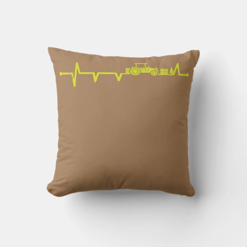 Tractor Heartbeat EKG Puls Heart Rate Tractor Throw Pillow