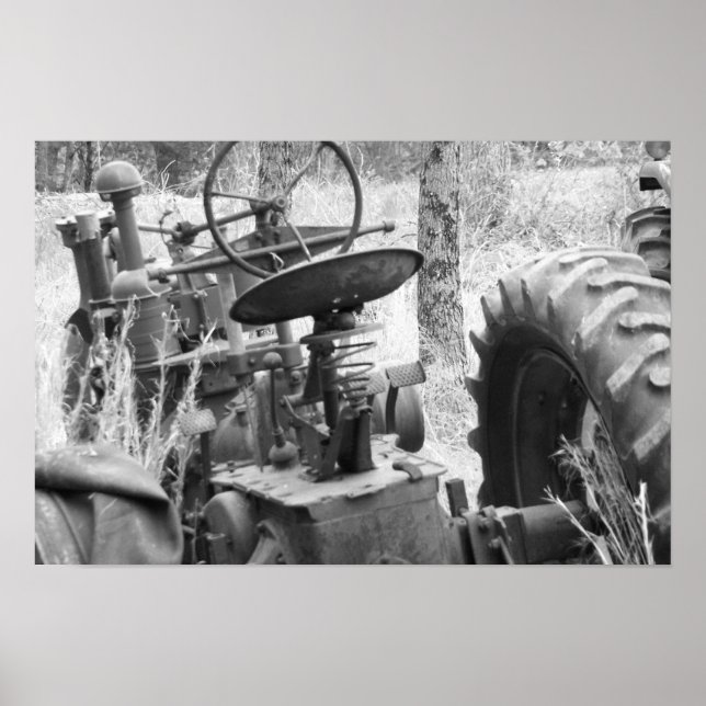 tractor in black and white poster (Front)