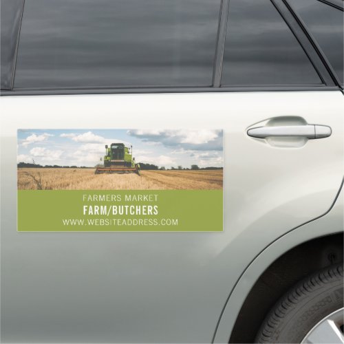 Tractor in Field Farmer  Butcher Car Magnet