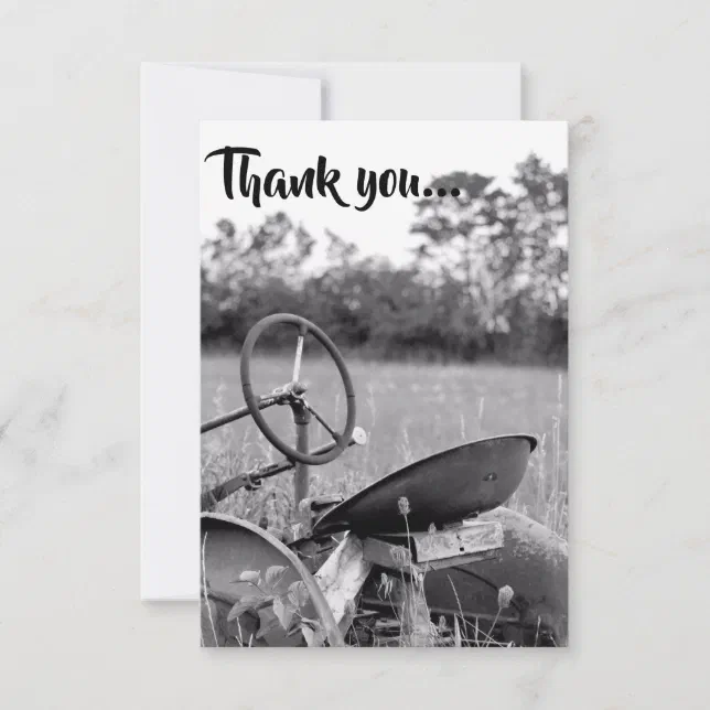 Tractor in Long Grass Thank you Cards | Zazzle