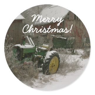 Tractor in the Snow Christmas Envelope Seal