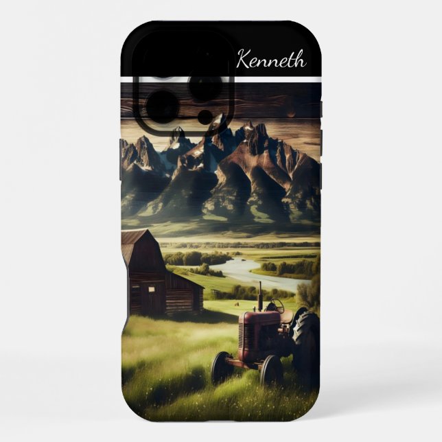 Tractor In The Tetons Iphone Case (Back)