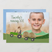 Tractor Invitation: Cute Hay Bale Farm Scene Invitation (Front/Back)