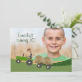 Tractor Invitation: Cute Hay Bale Farm Scene Invitation (Standing Front)