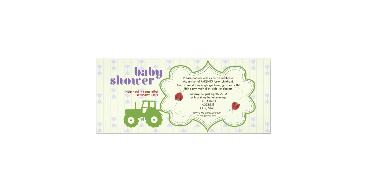 Tractor Ladybug Baby Shower Invitation Zazzle Com