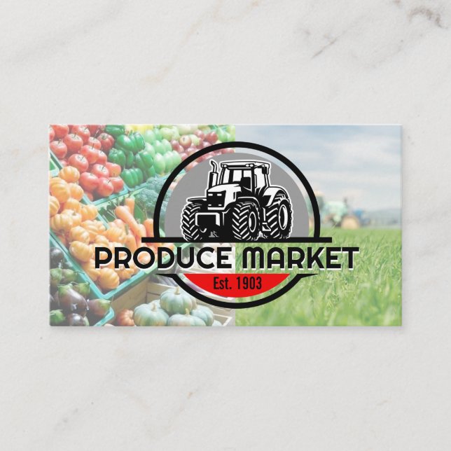 Tractor Logo | Farmland | Produce Business Card (Front)