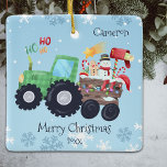 Tractor Merry Christmas Name And Year Ceramic Ornament<br><div class="desc">Tractor Merry Christmas Name And Year Ceramic Ornament. Personalize with your name and year.</div>