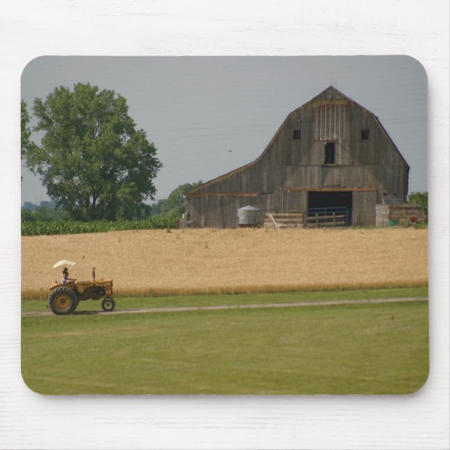 Tractor Mousepad: Tractor and barn Mouse Pad (Front)