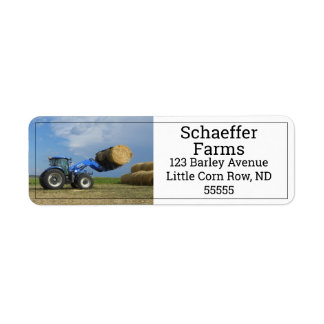 Tractor Moving Hay Bales Label