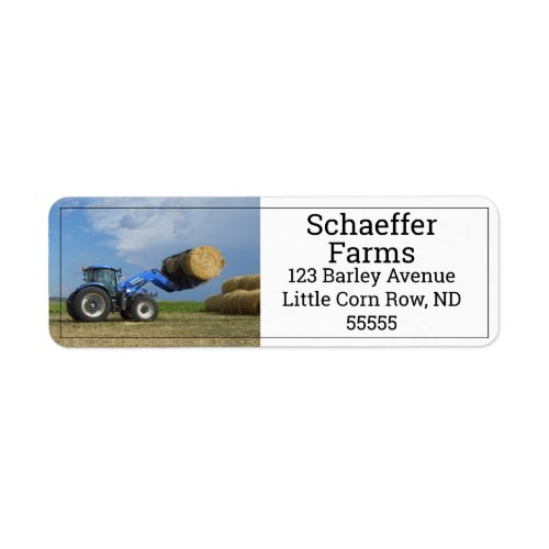 Tractor Moving Hay Bales Label