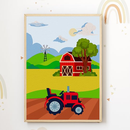 Tractor Nursery Poster Print Kids Room Decor