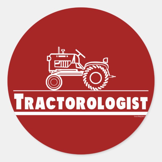 Tractor Ologist RED Classic Round Sticker (Front)