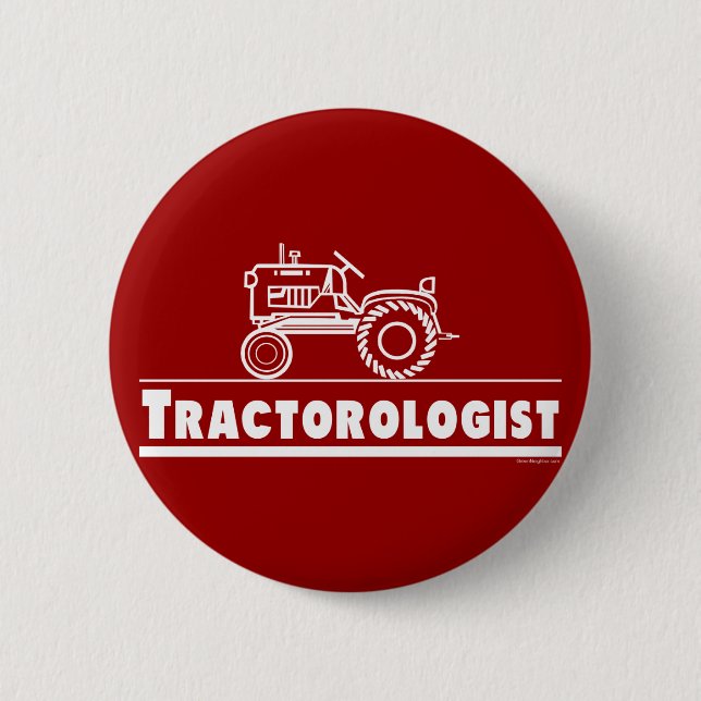 Tractor Ologist RED Pinback Button (Front)