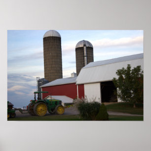 Tractor on Farm Poster