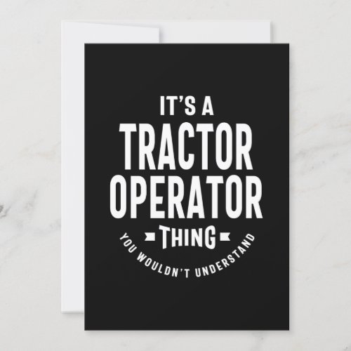 Tractor Operator Job Title Gift Invitation