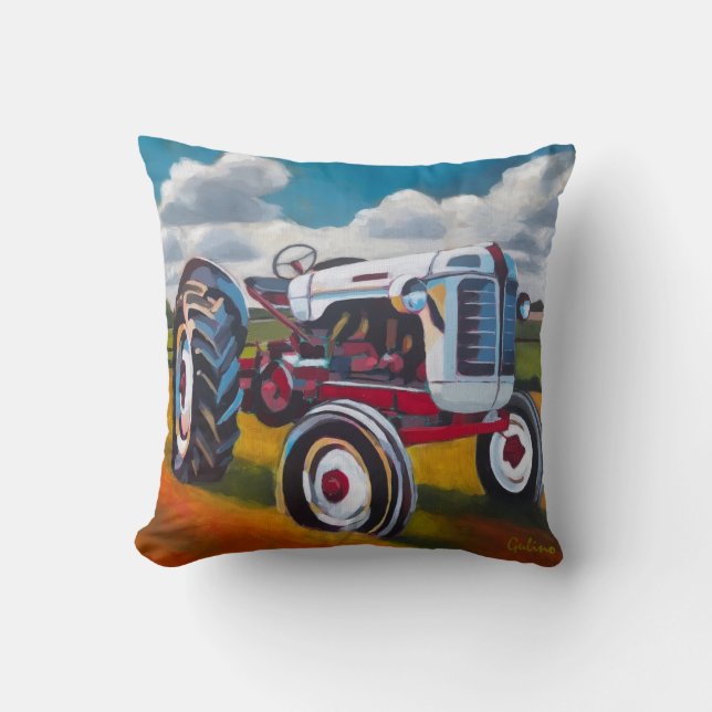 Tractor Painting - Gift for Tractor Enthusiasts Throw Pillow (Front)