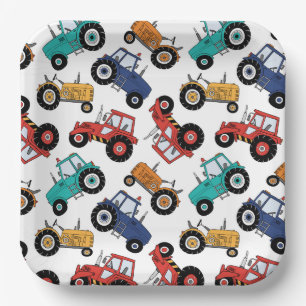 Tractor Paper Plates, Farm Party Supplies Plates