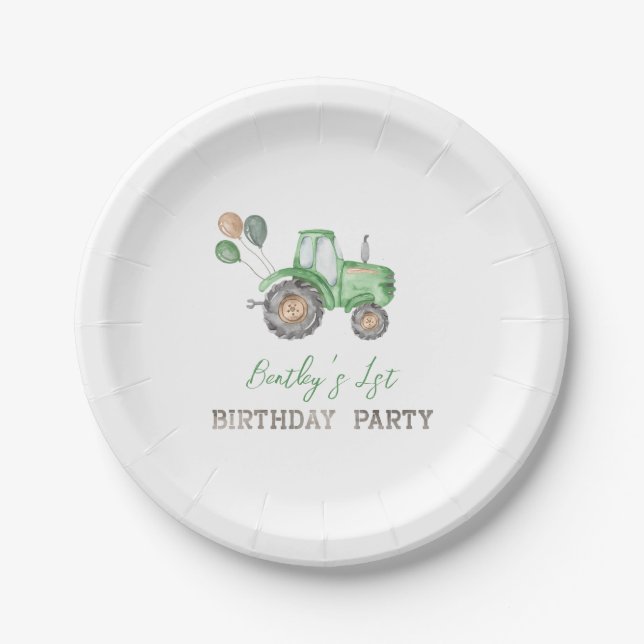 Tractor Paper Plates | Tractor Birthday Plates (Front)