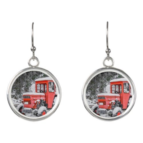 Tractor Parked Olympus Mount National Park Earrings