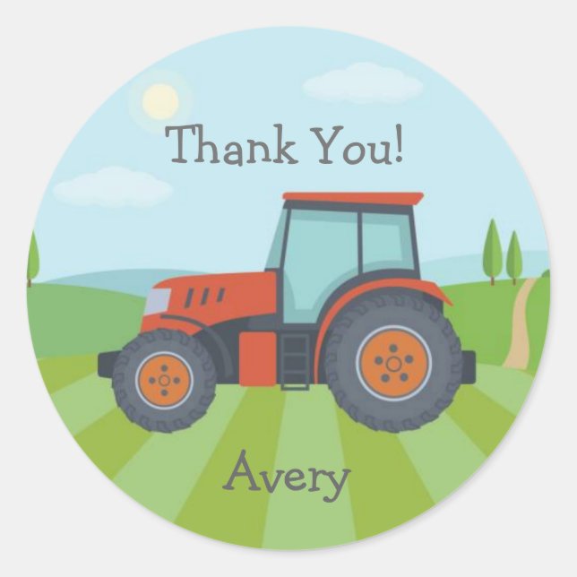Tractor party favor stickers (Front)