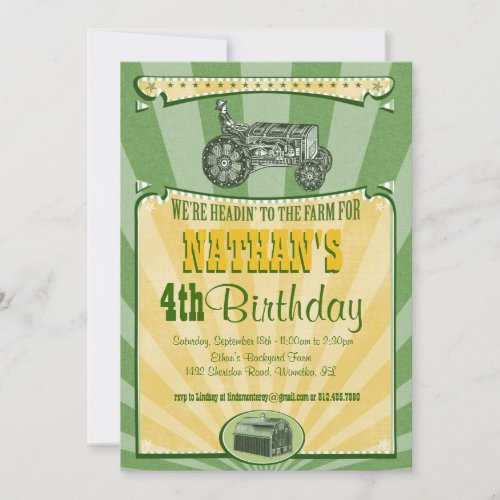 Tractor Party Invitation