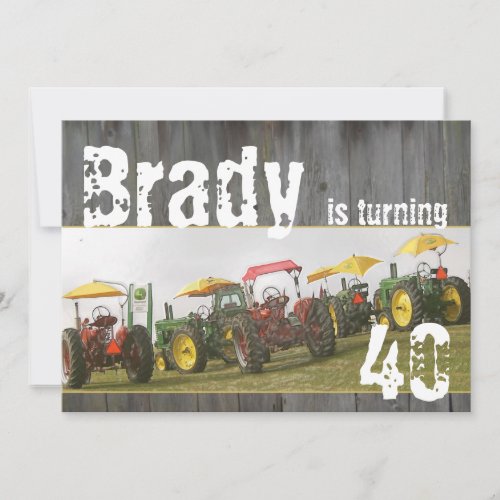 Tractor Party Invitation: Barn wood &amp; tractors