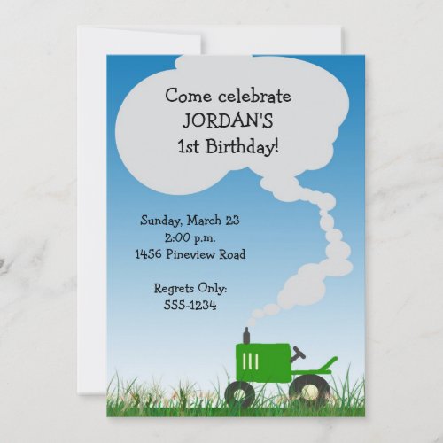 Tractor Party Invitation: Green Tractor