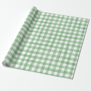 Tractor Party Wrapping Paper   Green Gingham
