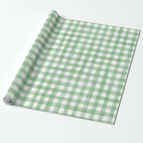 Tractor Party Wrapping Paper  Green Gingham