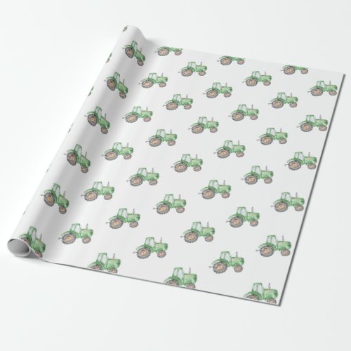 Tractor Party Wrapping Paper  Watercolor Tractor