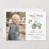 Tractor Photo Birthday Invitation | Farm (Front)