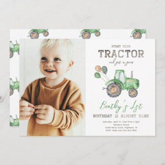 Tractor Photo Birthday Invitation | Farm