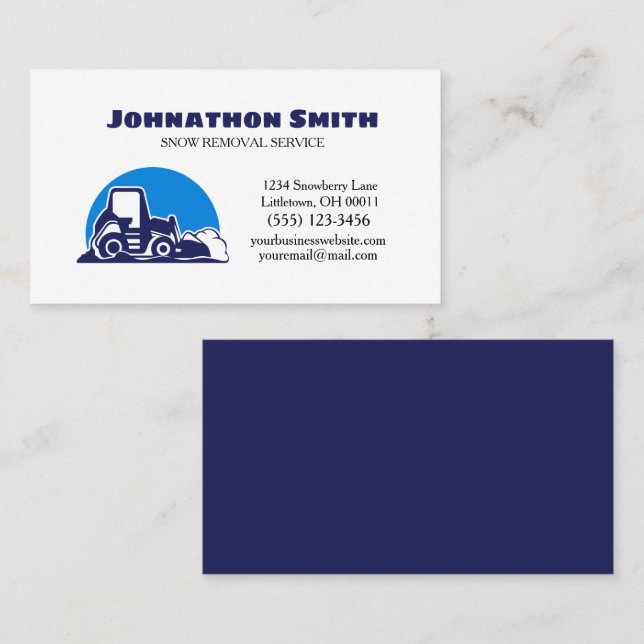 Tractor Plow Snow Removal Service  Business Card (Front/Back)