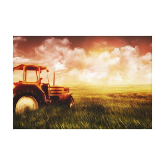Tractor Plowing Canvas Print