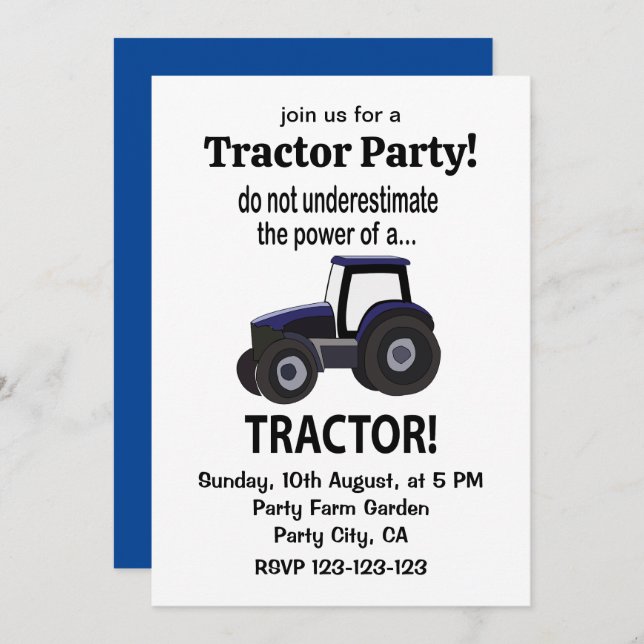 Tractor Power Tractor Invitation (Front/Back)