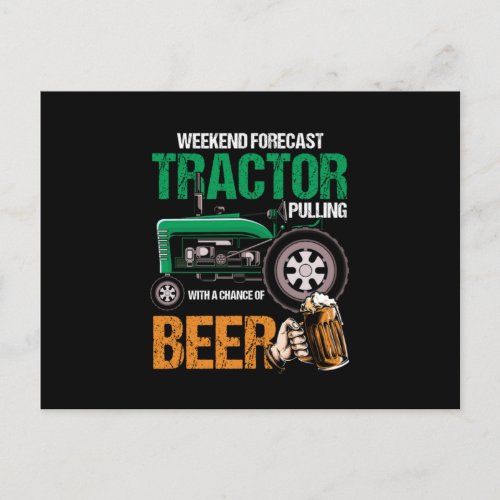 Tractor Puller Beer Drinker Weekend Forecast Tract Postcard