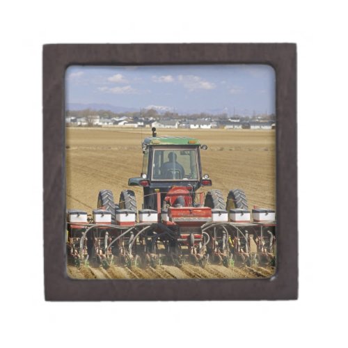 Tractor pulling a seed corn planter gift box