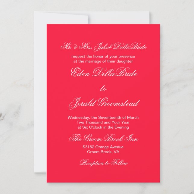 Tractor Red Bold Monochrome Wedding Invitation (Front)